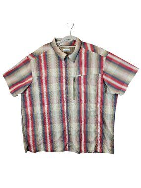 Columbia Mens XXL Omni-Shade Plaid Short Sleeve Button-Up Shirt vented